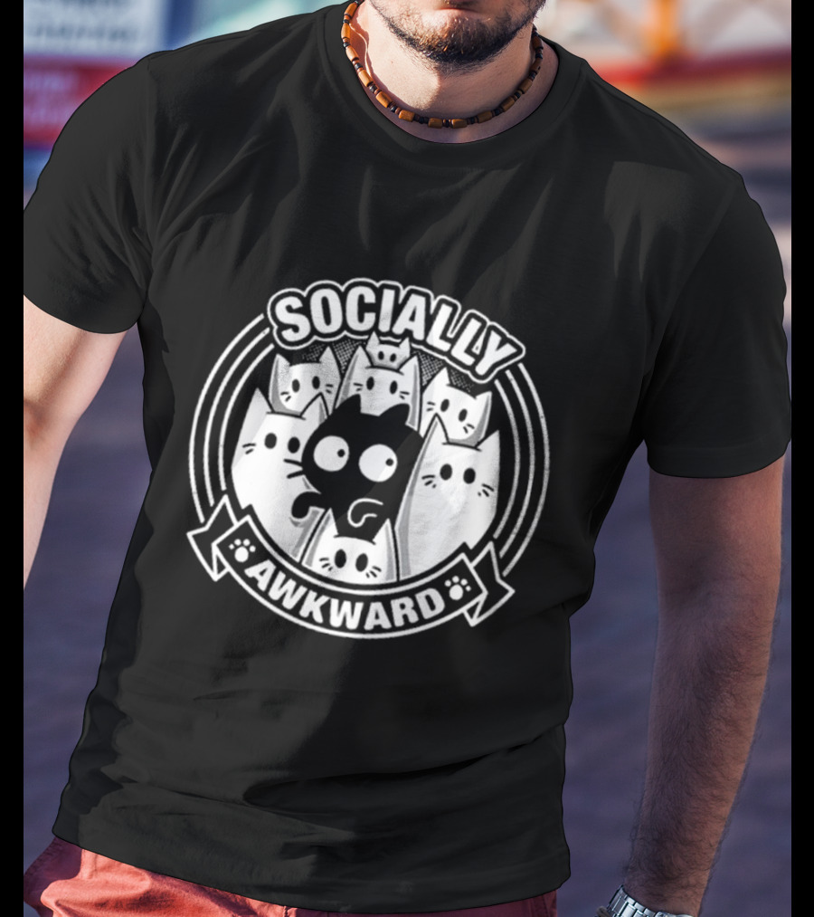 Socially Awkward Cat Funny Kitten Misfit Group T-Shirt