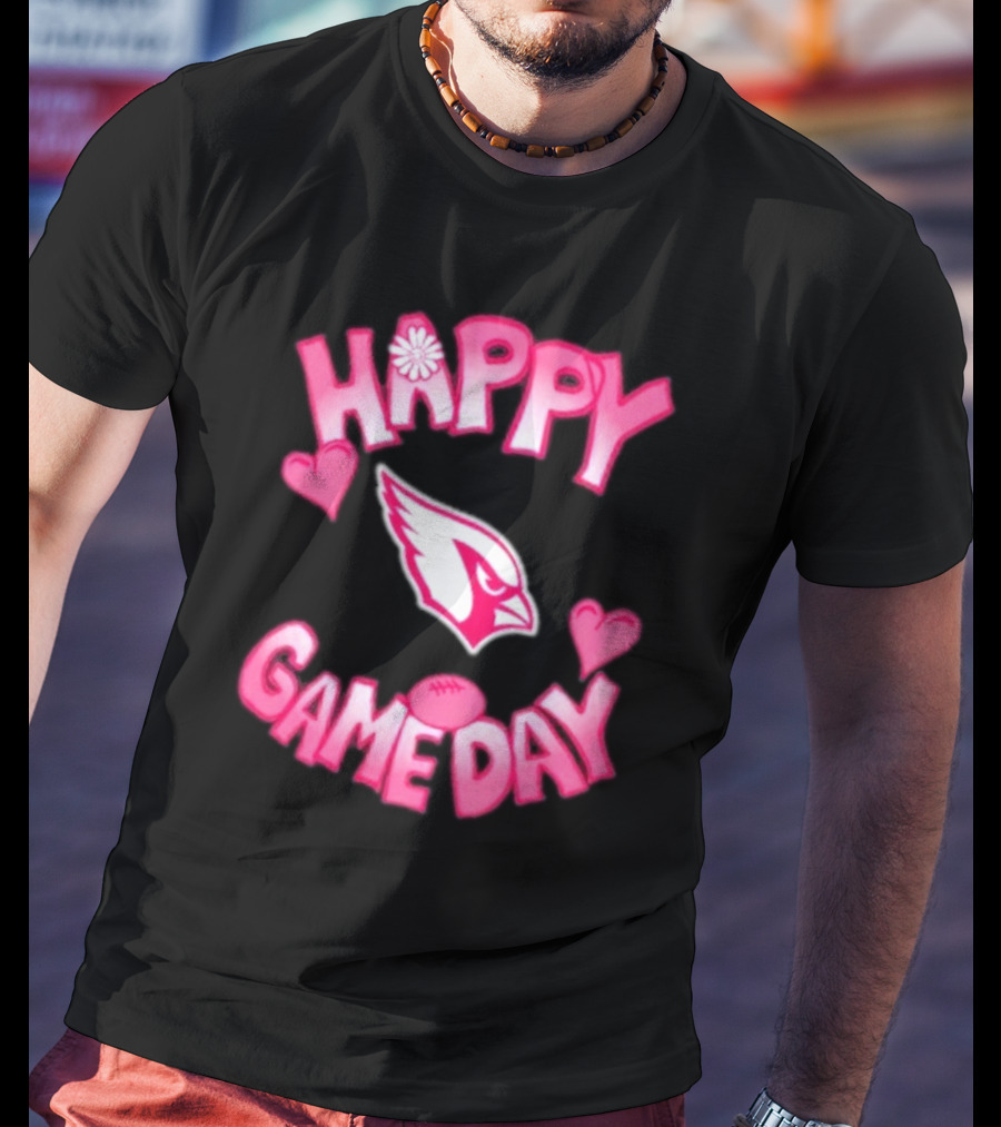 Valentine's Day Arizona Cardinals Happy Gameday 2025 Hearts T-Shirt