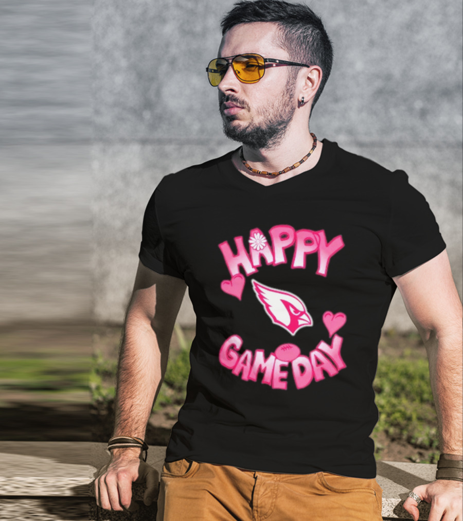 Valentine's Day Arizona Cardinals Happy Gameday 2025 Hearts T-Shirt
