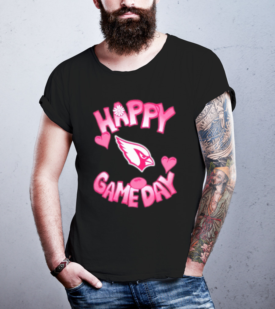 Valentine's Day Arizona Cardinals Happy Gameday 2025 Hearts T-Shirt