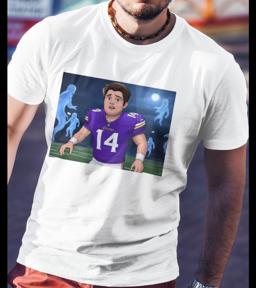 Sam Darnold Haunted By Ghosts In Minnesota Vikings NFL Jersey T-Shirt