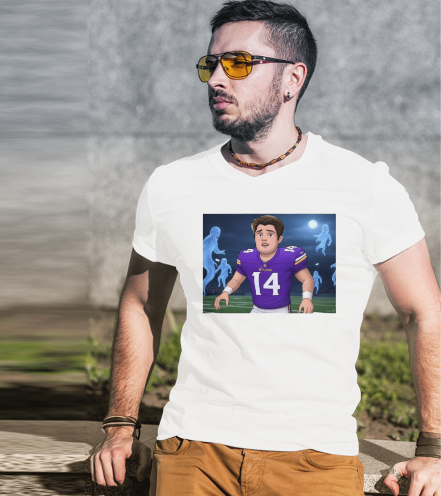 Sam Darnold Haunted By Ghosts In Minnesota Vikings NFL Jersey T-Shirt