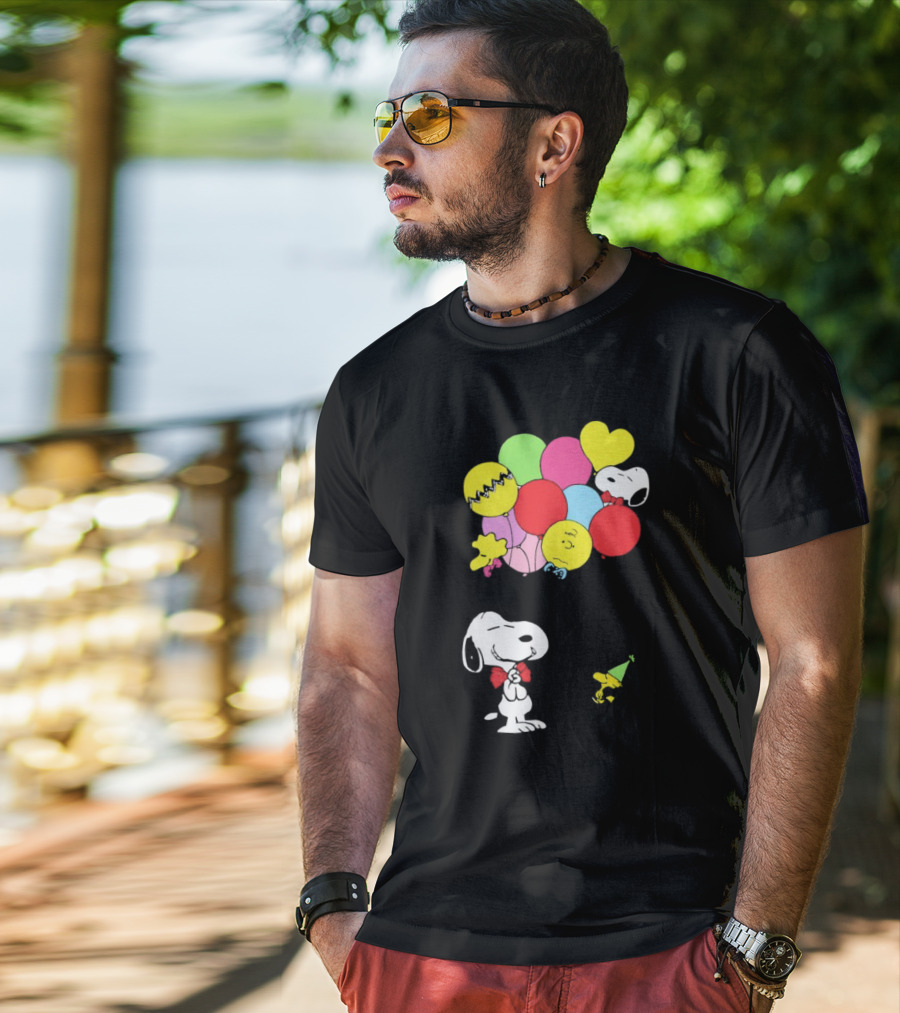 Peanuts Snoopy Woodstock Balloons Birthday T-Shirt