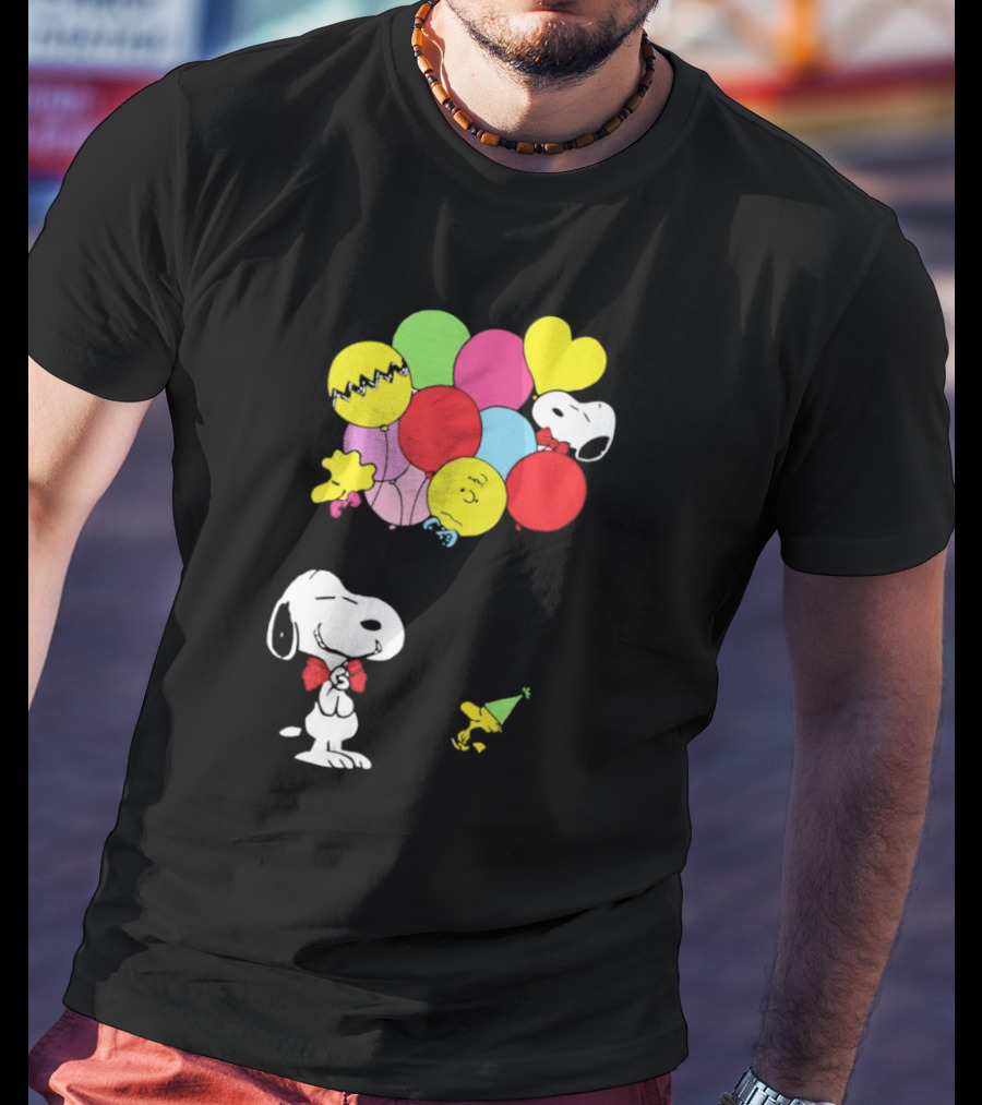 Peanuts Snoopy Woodstock Balloons Birthday T-Shirt