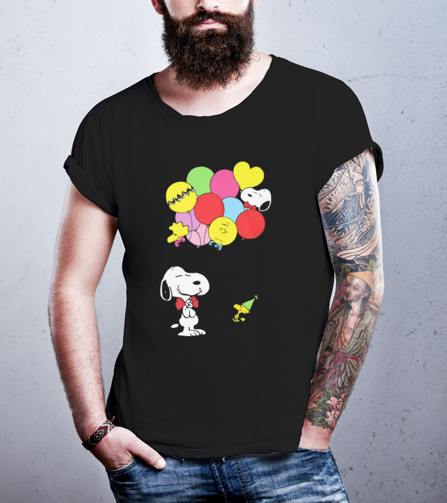 Peanuts Snoopy Woodstock Balloons Birthday T-Shirt