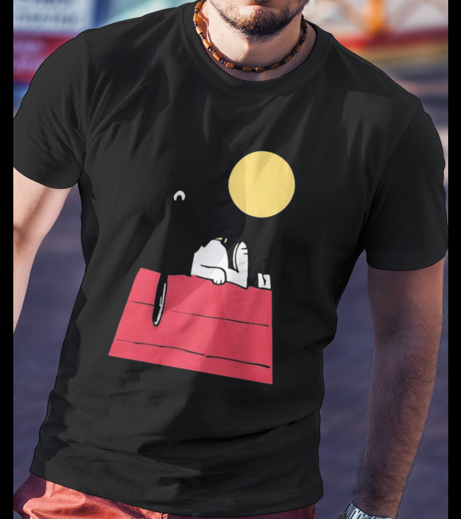 Snoopy Solar Eclipse Peanuts Doghouse Moon Charlie Brown T-Shirt
