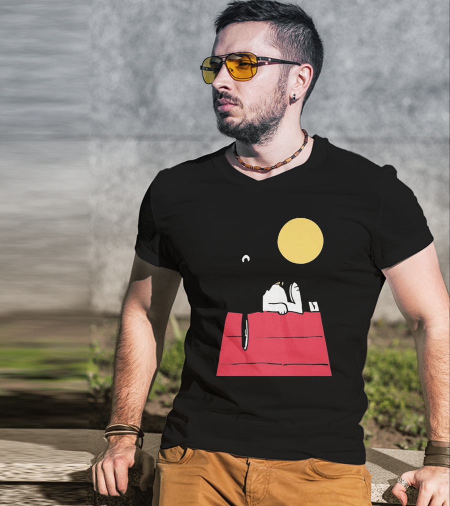 Snoopy Solar Eclipse Peanuts Doghouse Moon Charlie Brown T-Shirt