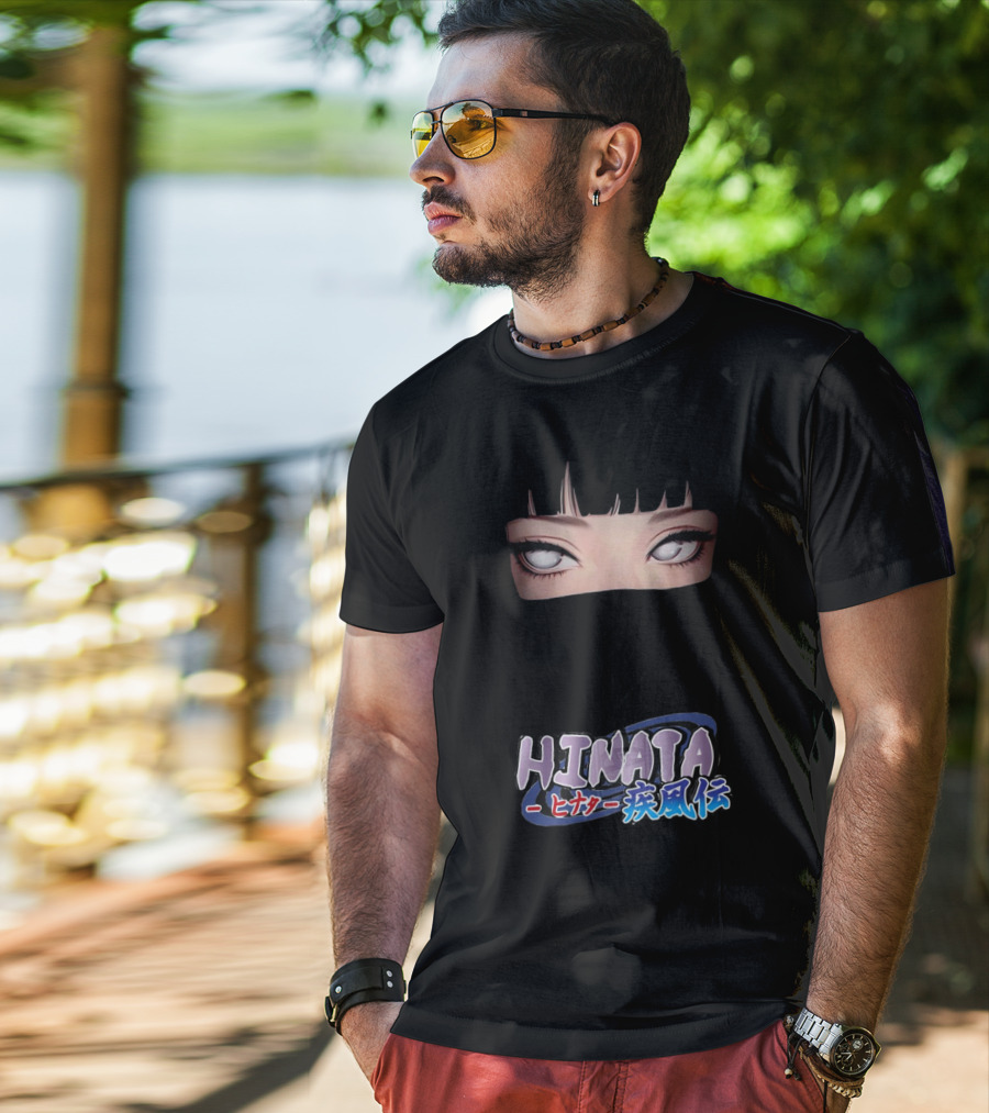 Hinata Hyuga Eyes Japanese Text Anime Style T-Shirt