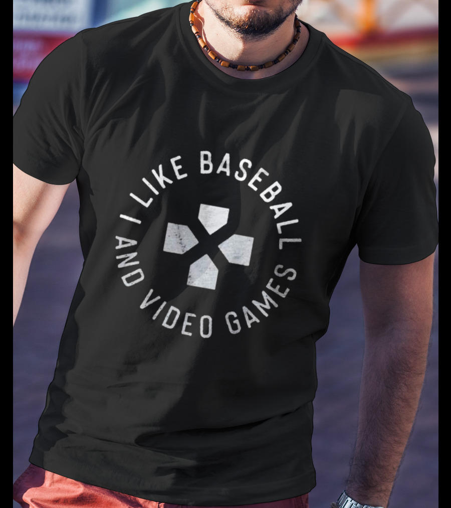 I Like Baseball And Video Games Controller Buttons T-Shirt