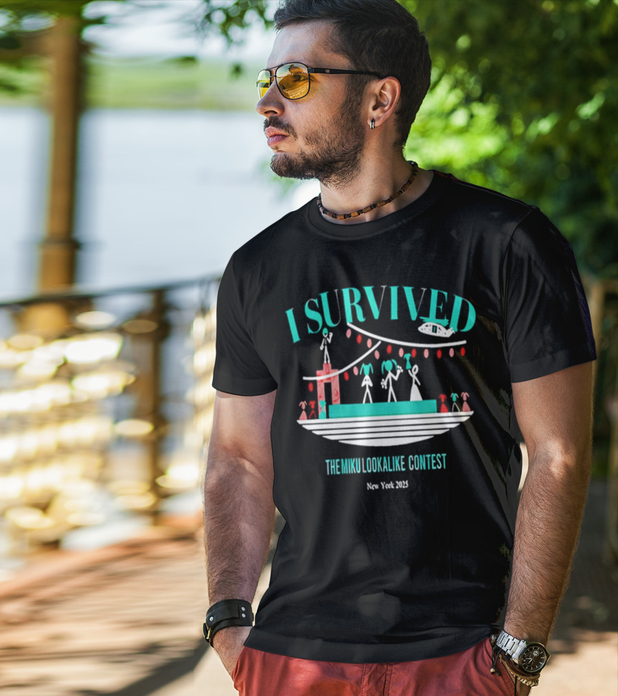 I Survived The Miku Lookalike Contest New York 2025 Blimp Stage Figures T-Shirt