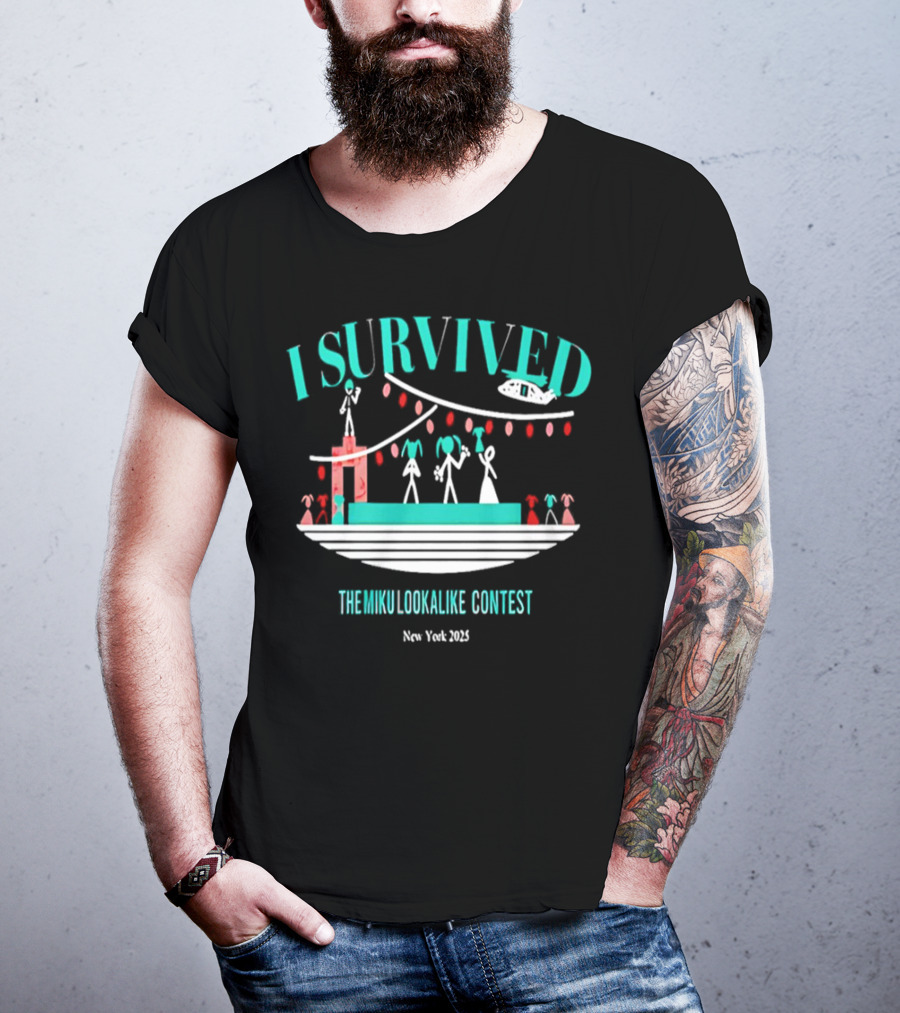I Survived The Miku Lookalike Contest New York 2025 Blimp Stage Figures T-Shirt