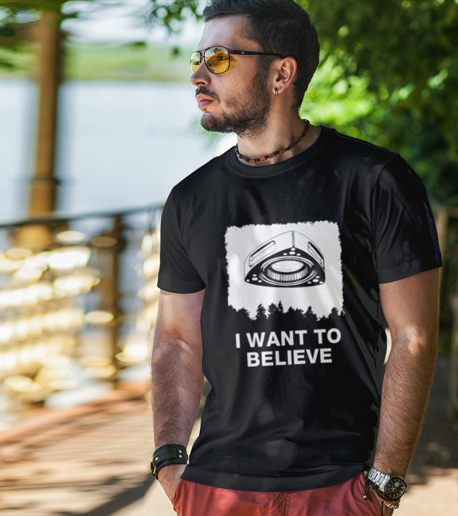 I Want To Believe Wankel Rotary Piston Engine UFO Theme T-Shirt