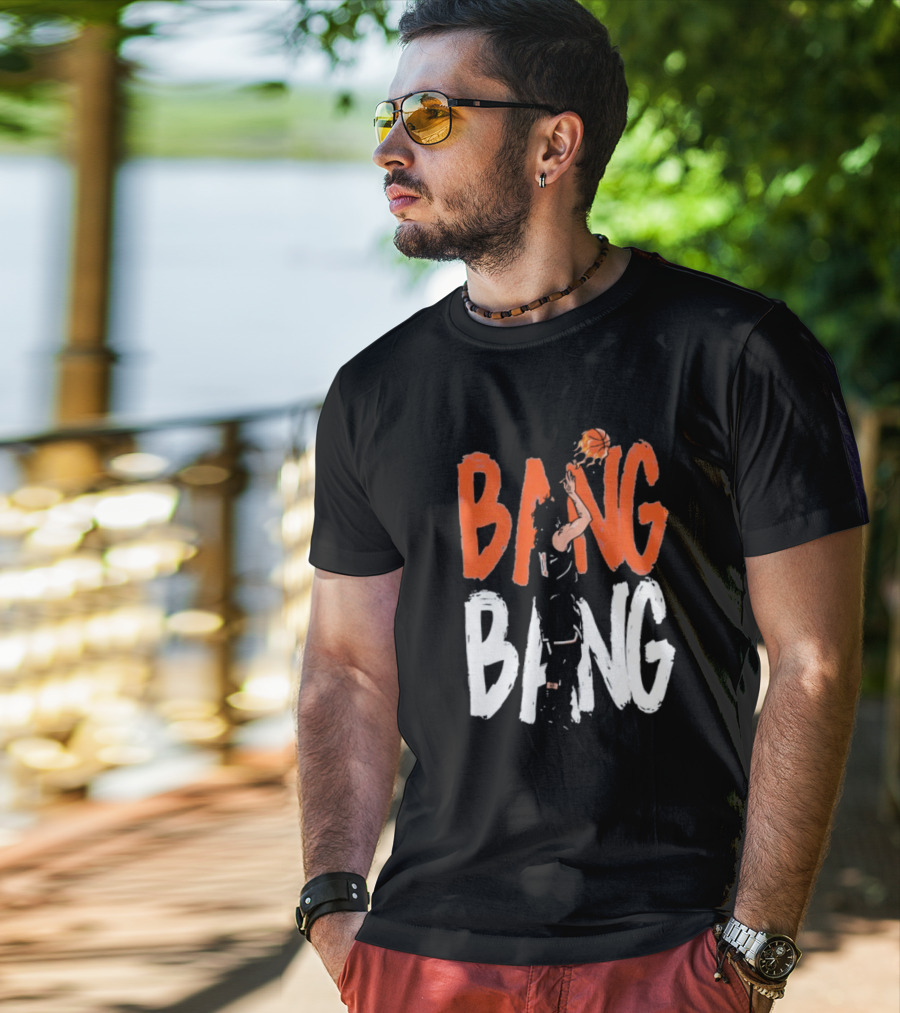 Jalen Brunson Basketball Bang Bang Orange White Combination T-Shirt