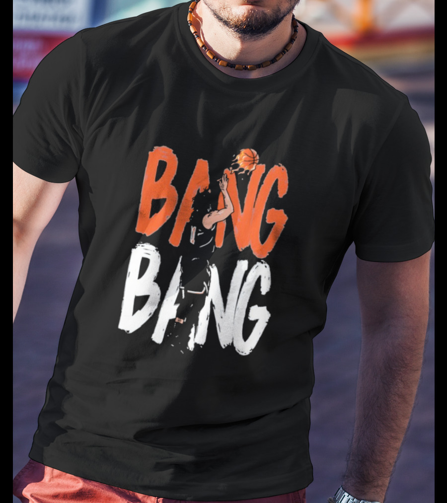 Jalen Brunson Basketball Bang Bang Orange White Combination T-Shirt