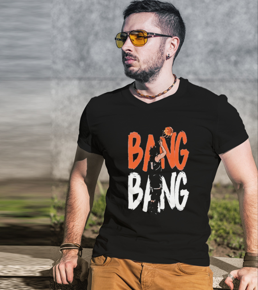 Jalen Brunson Basketball Bang Bang Orange White Combination T-Shirt