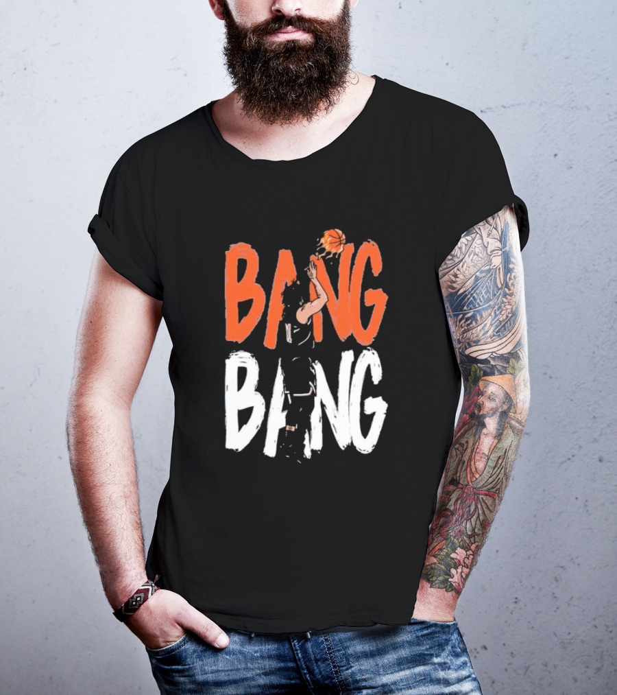 Jalen Brunson Basketball Bang Bang Orange White Combination T-Shirt