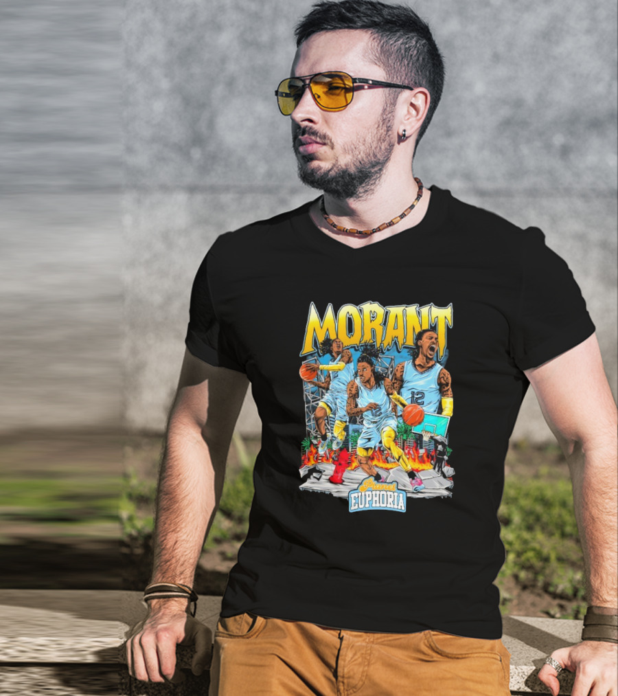 Morant Planet Euphoria Basketball Action Scene T-Shirt