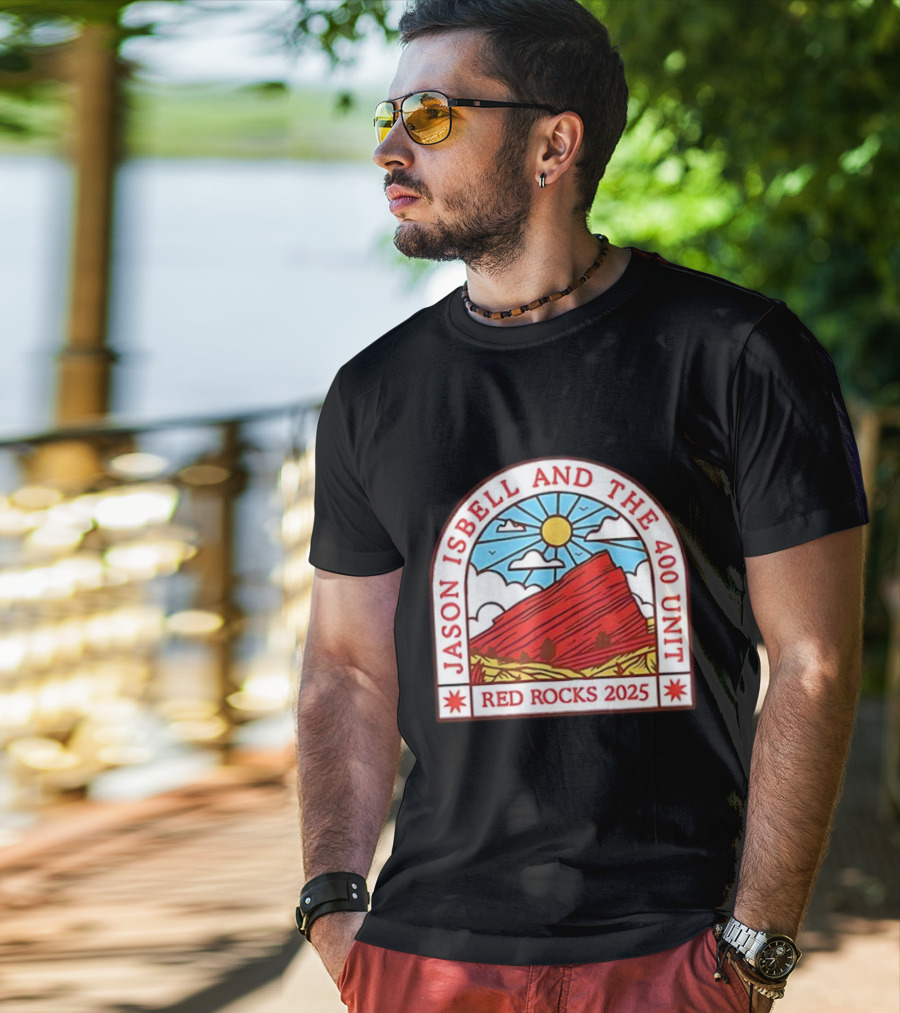 Jason Isbell And The 400 Unit Red Rocks 2025 Sun And Mountains T-Shirt