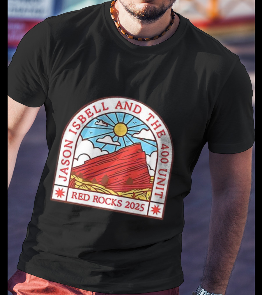 Jason Isbell And The 400 Unit Red Rocks 2025 Sun And Mountains T-Shirt