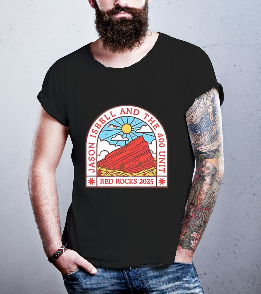 Jason Isbell And The 400 Unit Red Rocks 2025 Sun And Mountains T-Shirt