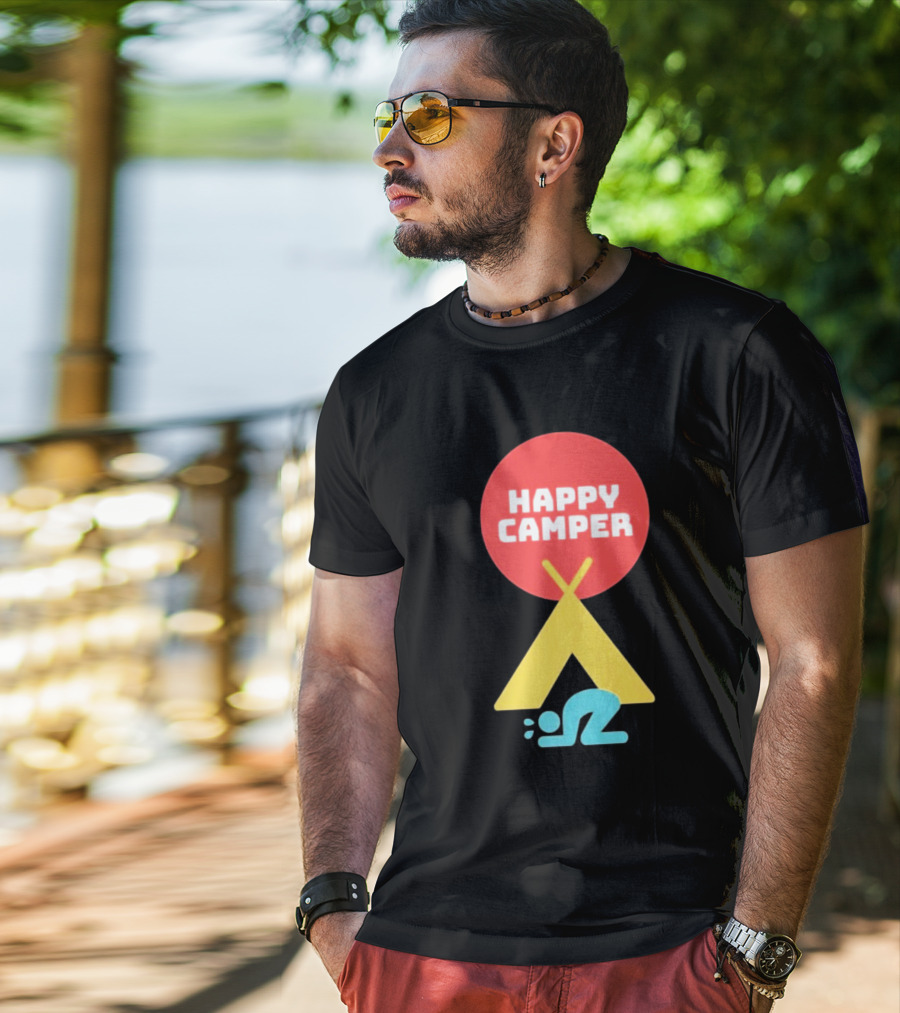Jim Gaffigan Happy Camper Tent Emoji T-Shirt