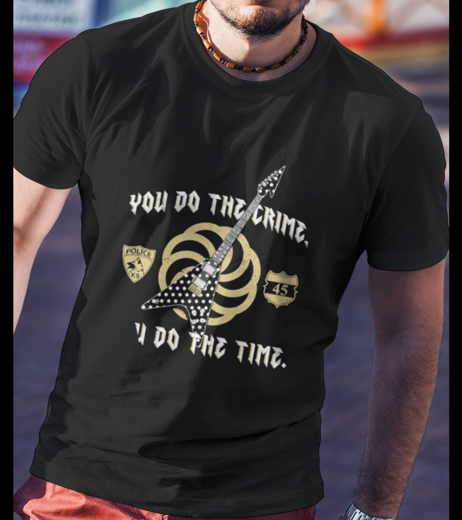 You Do The Crime You Do The Time Polka Dot Guitar Badge And Shield T-Shirt