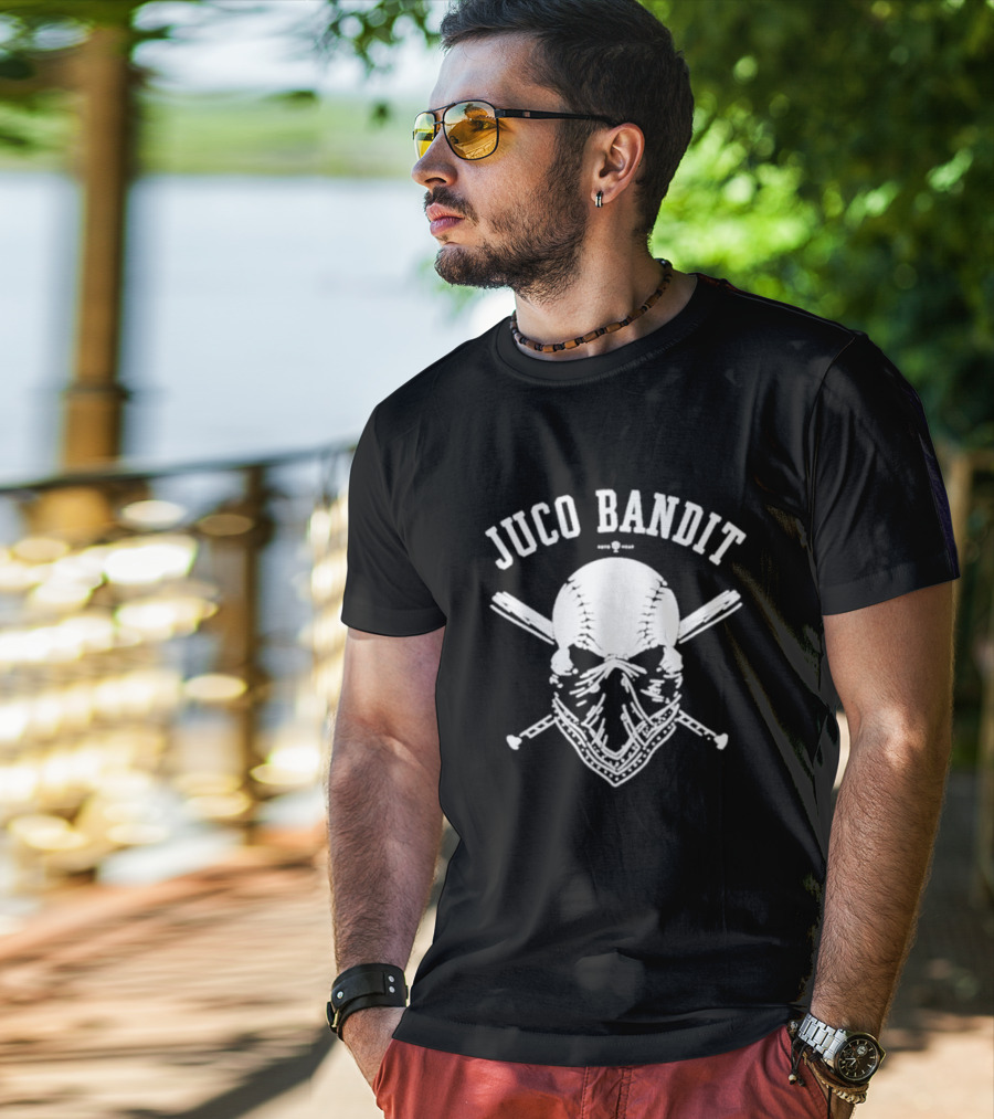 Juco Bandit Skull And Crossed Baseball Bats T-Shirt