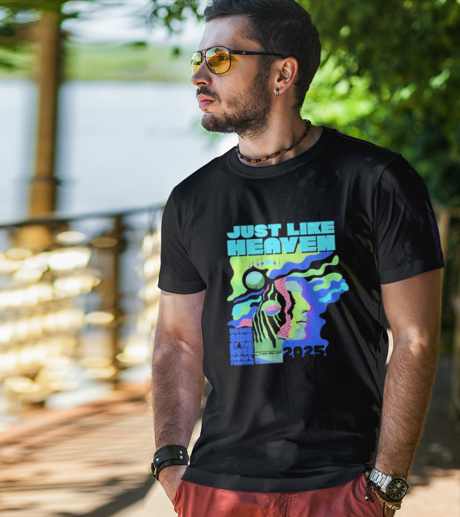 Just Like Heaven Time And Space 2025 Psychedelic Face And Abstract Cosmic Imagery T-Shirt