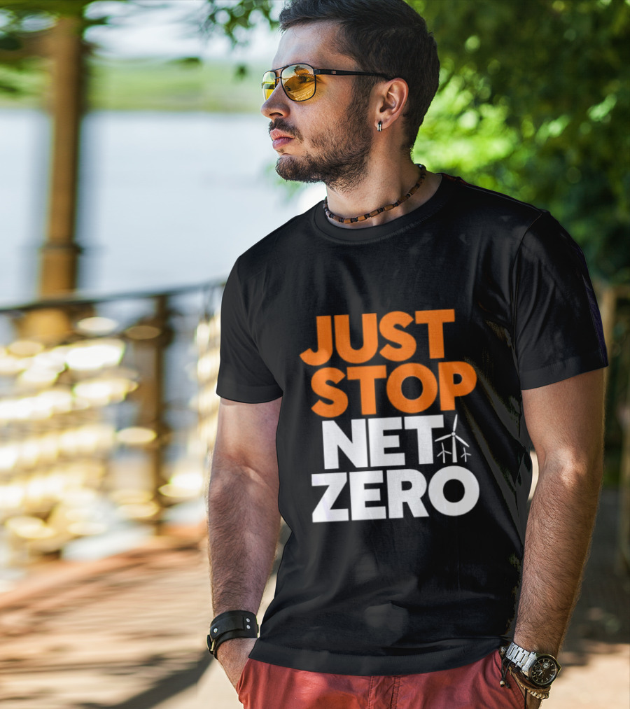 Just Stop Net Zero Wind Turbine Icon T-Shirt