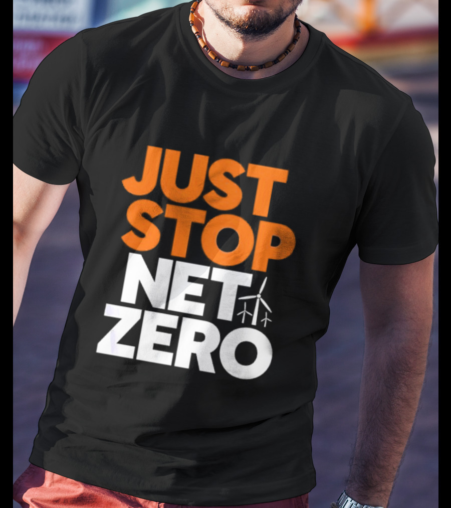 Just Stop Net Zero Wind Turbine Icon T-Shirt