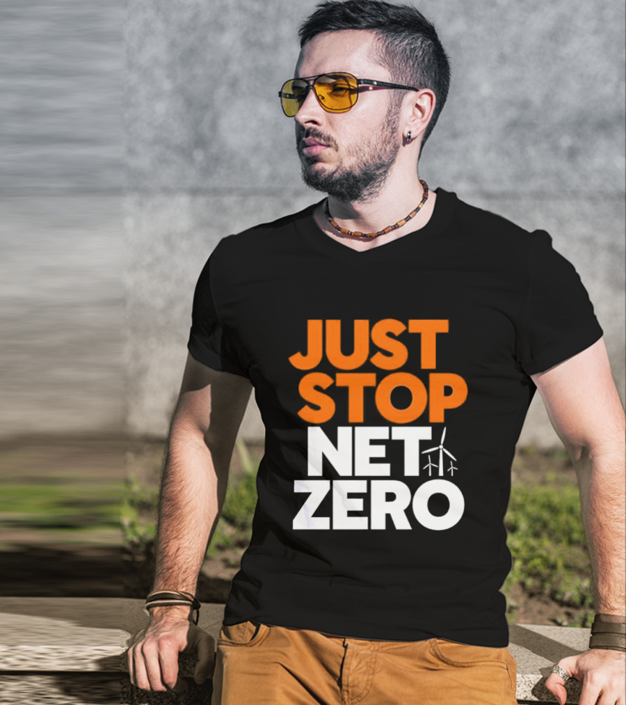 Just Stop Net Zero Wind Turbine Icon T-Shirt
