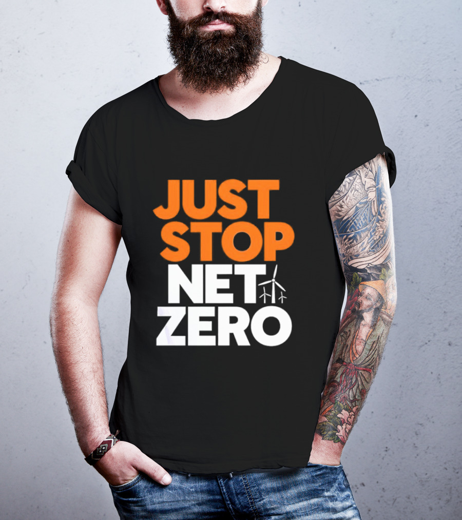 Just Stop Net Zero Wind Turbine Icon T-Shirt