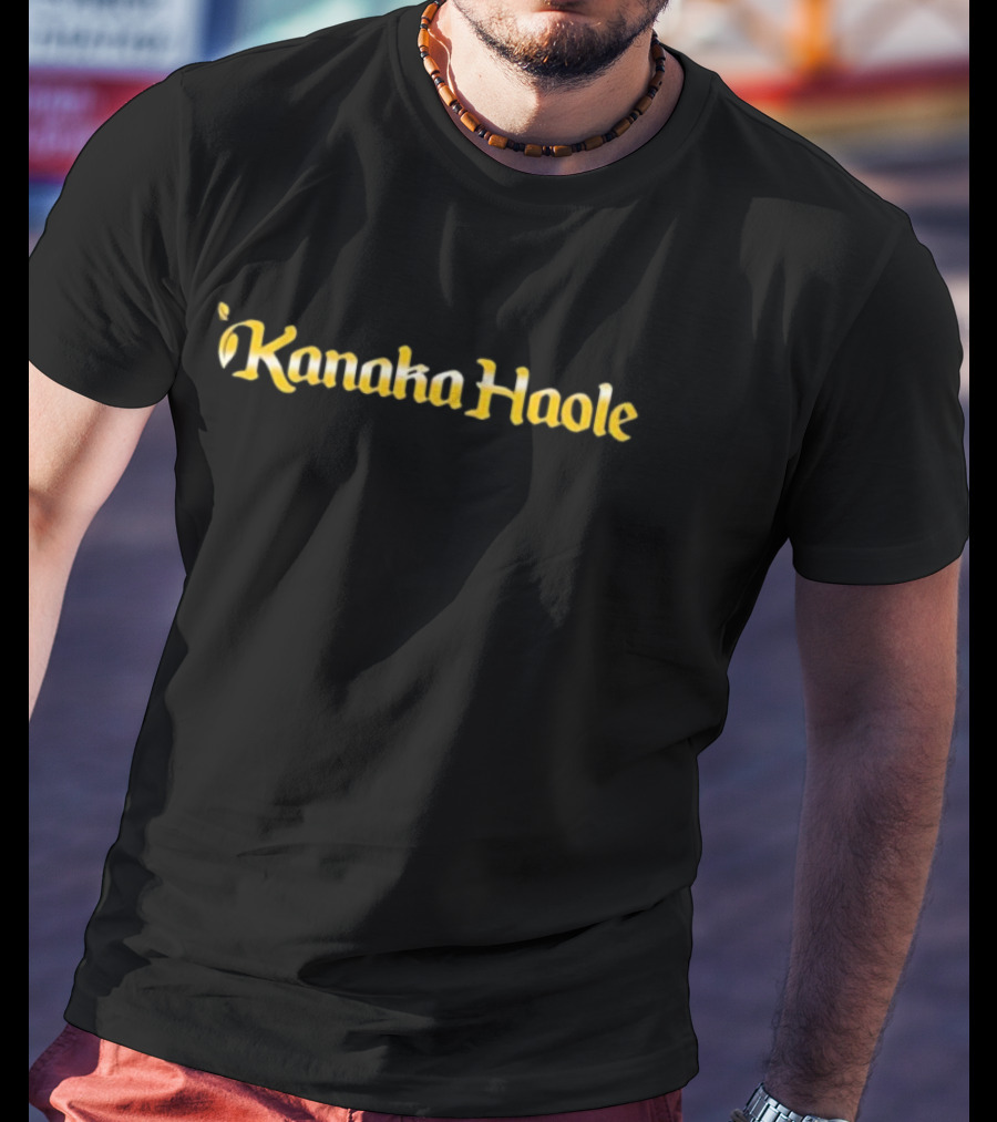 Kanaka Haole Gold Text With Leaf Accent T-Shirt