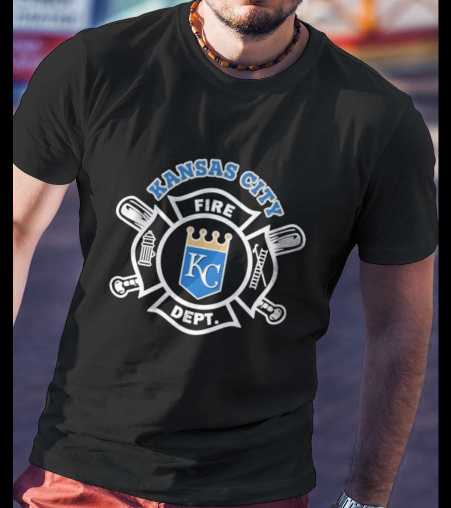 Kansas City Fire Dept KC Royals Crown Badge Firefighters T-Shirt