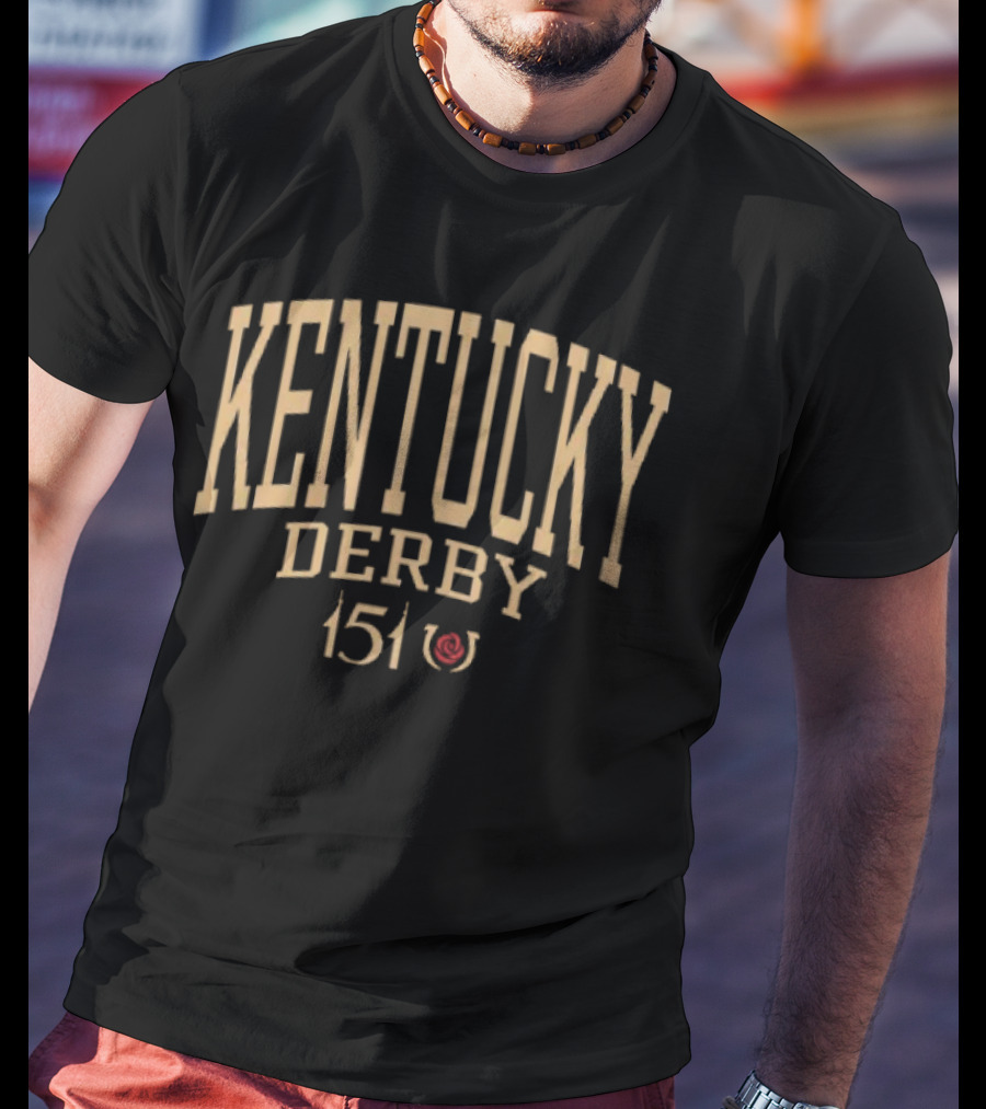 Kentucky Derby 151 Event Typography With Horseshoe Icon T-Shirt