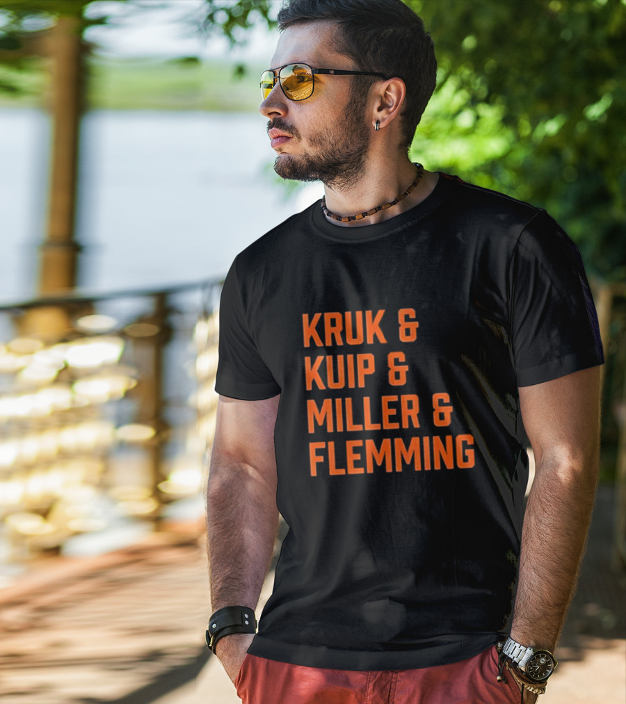 Kruk Kuip Miller Flemming Baseball Broadcasters Orange Text T-Shirt