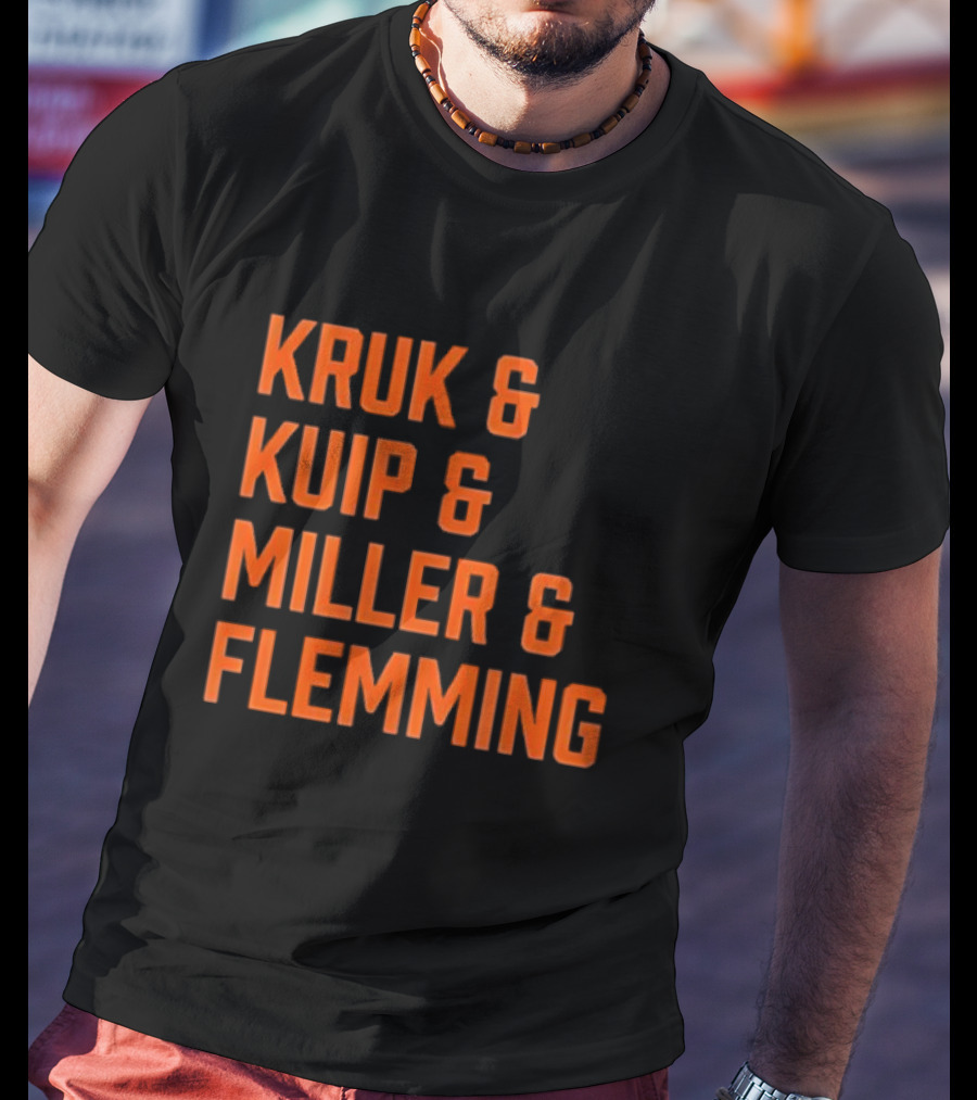 Kruk Kuip Miller Flemming Baseball Broadcasters Orange Text T-Shirt