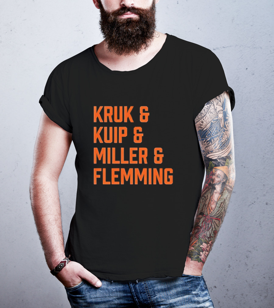 Kruk Kuip Miller Flemming Baseball Broadcasters Orange Text T-Shirt