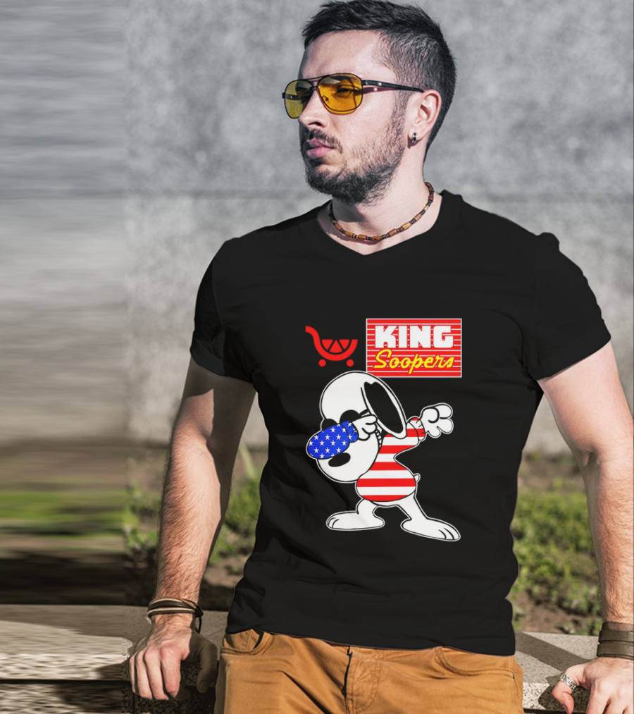 King Soopers Snoopy Dabbing USA Flag Style T-Shirt