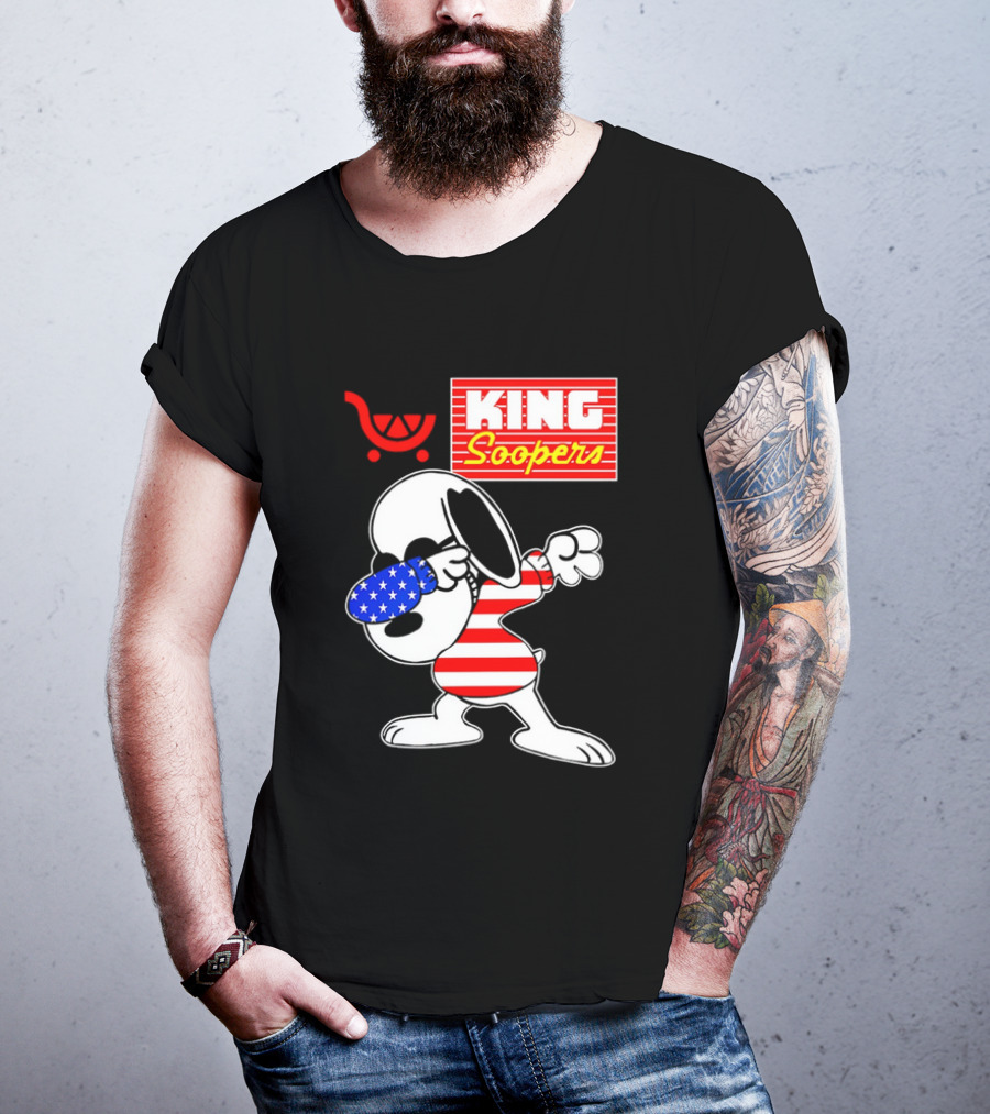 King Soopers Snoopy Dabbing USA Flag Style T-Shirt