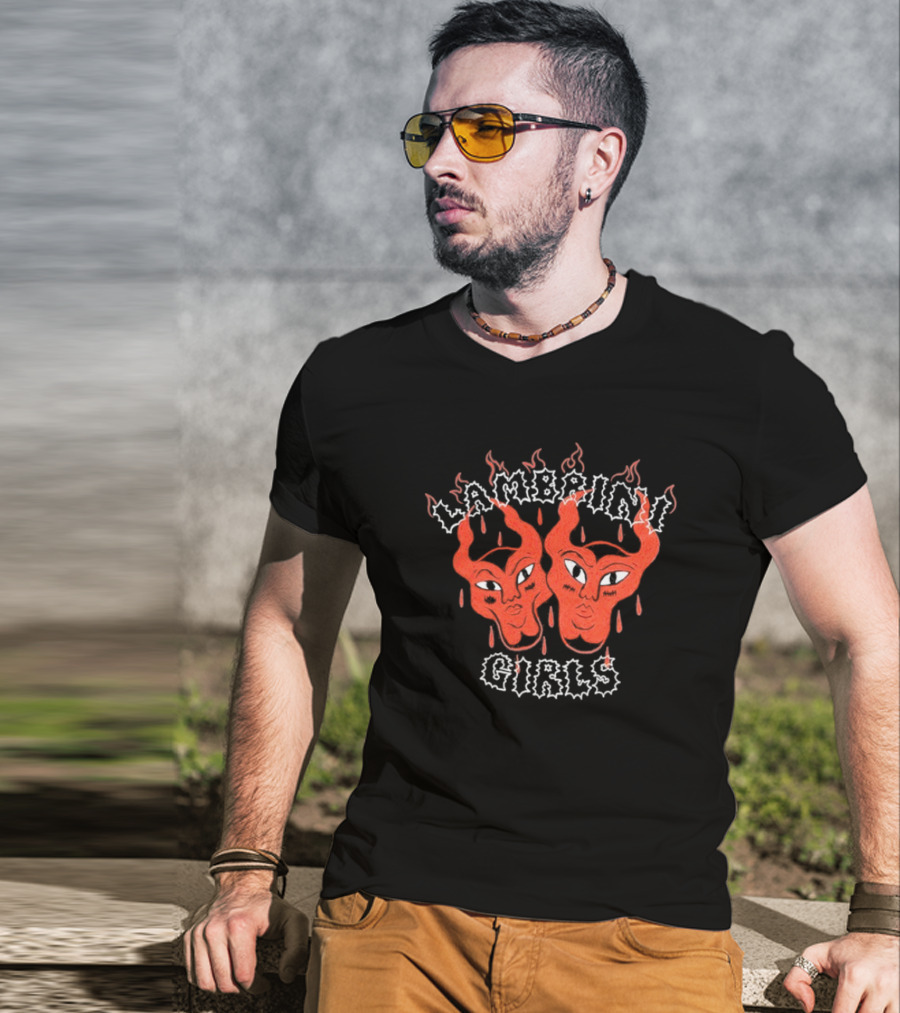Lambrini Girls Devil Horned Masks Fiery Aesthetic T-Shirt
