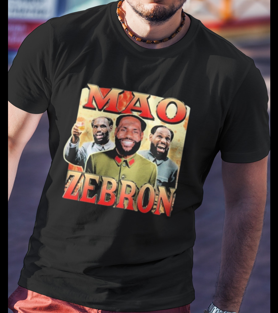 Mao Zebron Lebron James Fusion In Vintage Propaganda Style T-Shirt