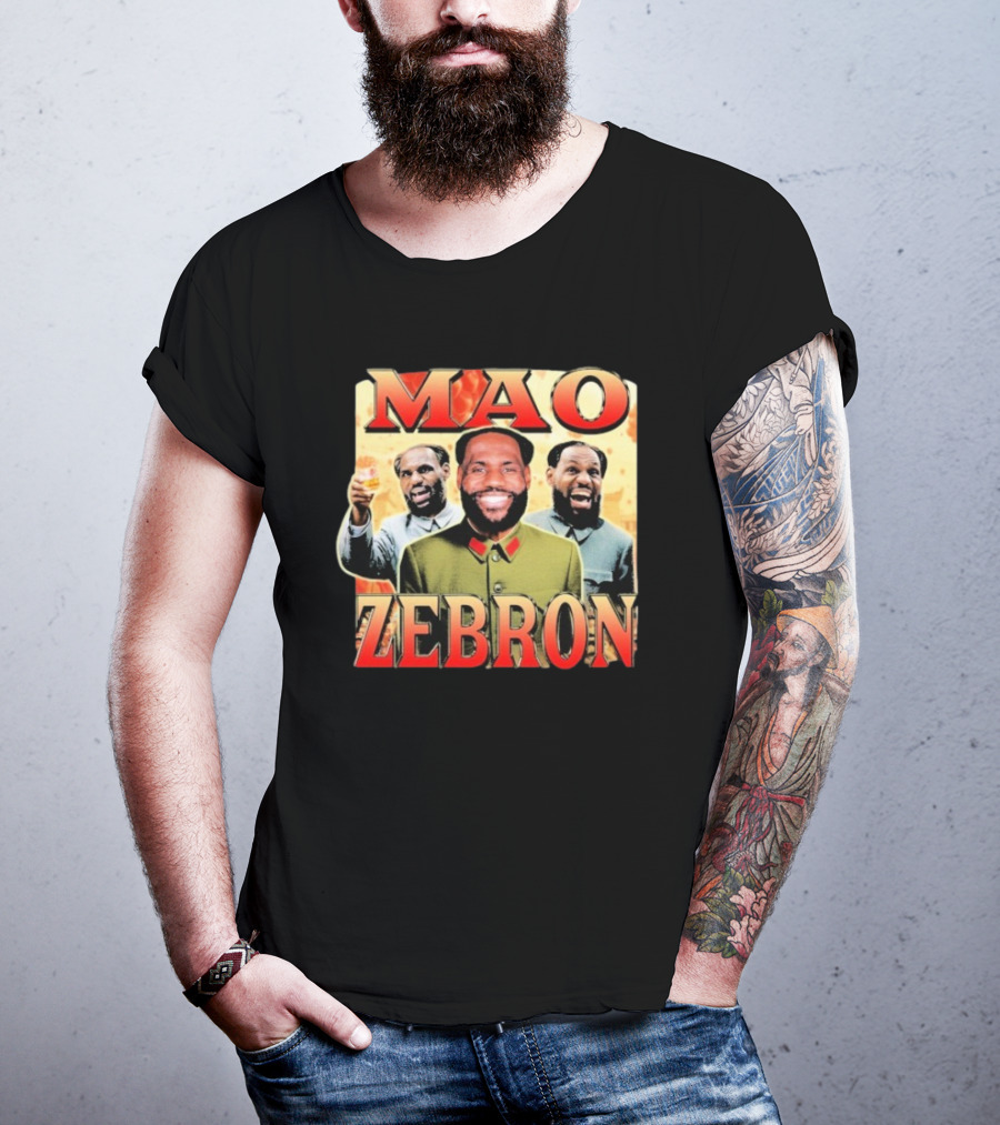 Mao Zebron Lebron James Fusion In Vintage Propaganda Style T-Shirt