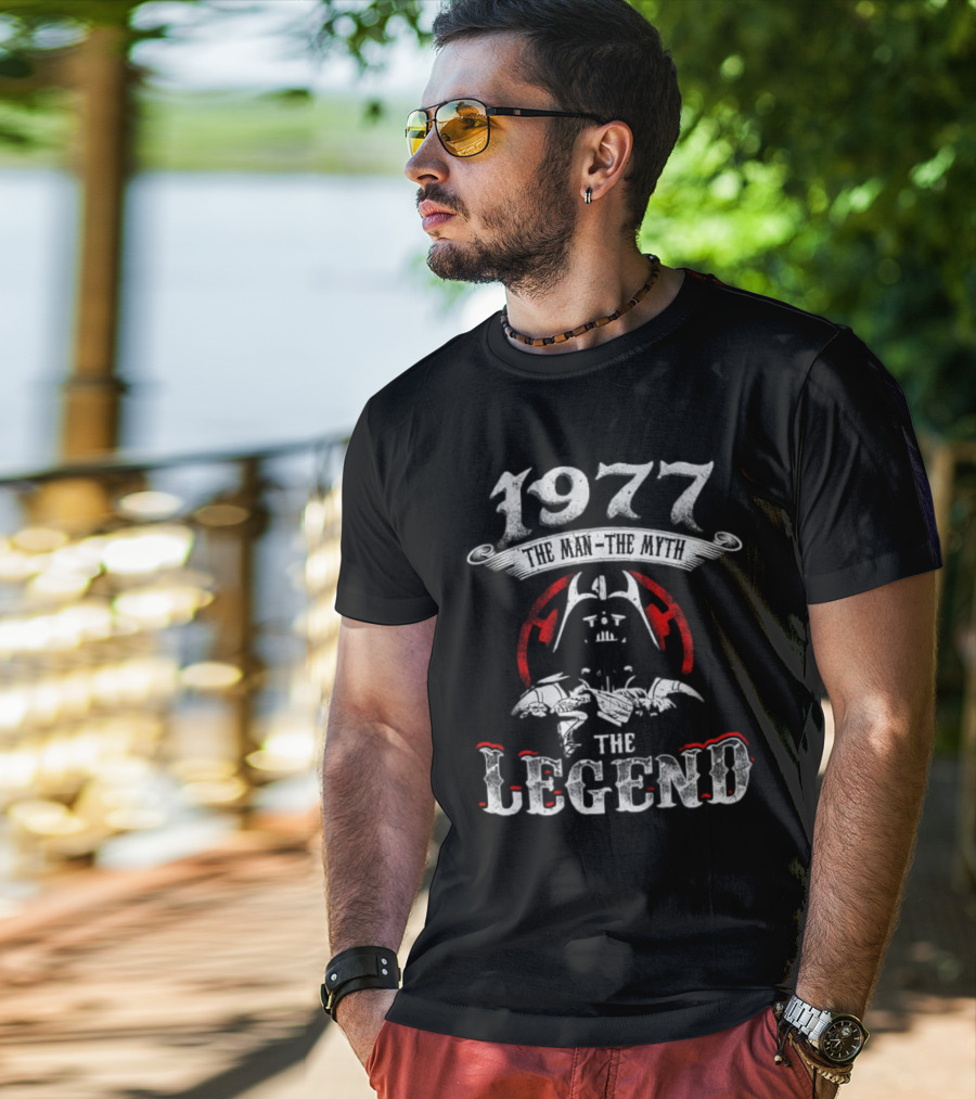1977 The Man The Myth The Legend Star Wars Darth Vader Tie Fighter T-Shirt