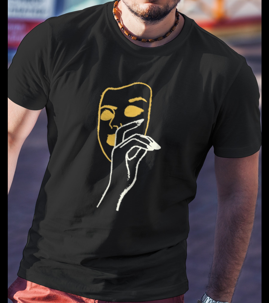Liam St John Little White Lies Mask Abstract Line Art T-Shirt