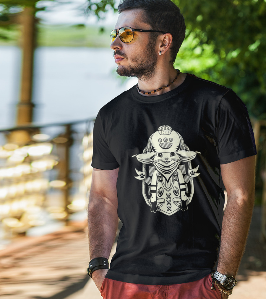 Little Buddy Cartoon Alien Creature In Tribal Style T-Shirt