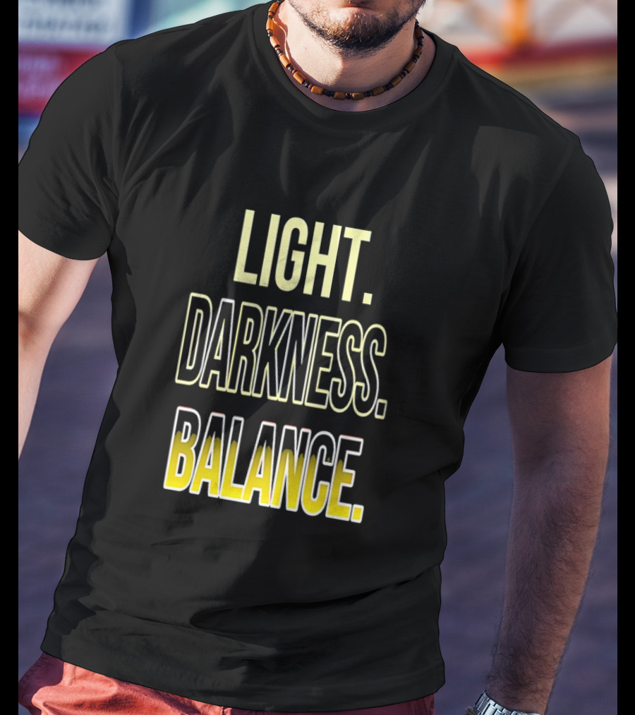 Light Darkness Balance Text In Yellow And Black Typography T-Shirt
