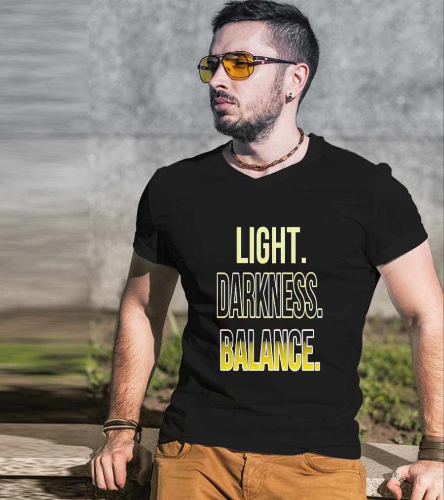 Light Darkness Balance Text In Yellow And Black Typography T-Shirt
