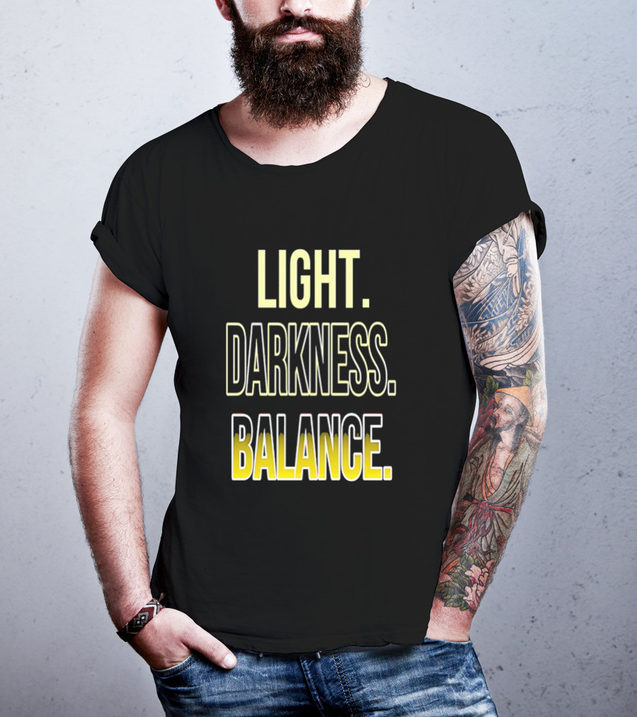 Light Darkness Balance Text In Yellow And Black Typography T-Shirt
