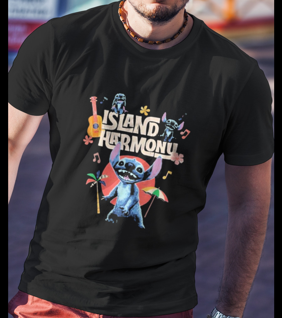 Lilo And Stitch Island Harmony Music Celebration With Cute Stitch And Ukulele T-Shirt